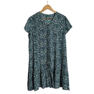 Teal and White Patterned Dress